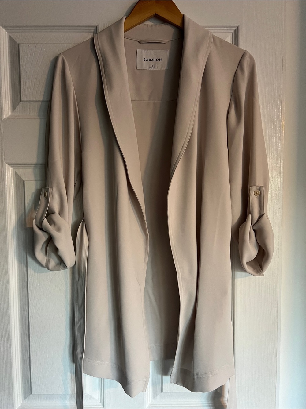 Aritzia Cream Lightweight Blazer with Waist Tie